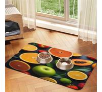 Fruit on The Table Pet Food Mat 23.62x15.71in Absorbent Non-Slip PU Leather Feeding Mat for Dogs Cats Rubber Bottom Fast Drying Rollable Pet Bowl Placemat