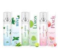 Fruit Oral Breath Sprays, 3PCS Mouth Breath Freshener, Dry Mouth Spray, Effective Refreshing & Moisturizing Oral Care Spray with Mint, Peach, and Lemon Flavors, Prevents Dry Mouth and Bad Breath, 20ML