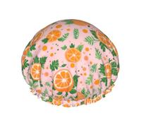 Fruit Orange Print Reusable Shower Caps for Women Double Layer Hair Cap Adult Hair Cap for All Hair