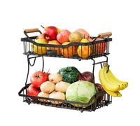 Fruit Organizer on Countertop, 2 Tier Food Holder - Space-Saving Bread Organizer - for Fruits, Vegetables, Snacks, Bread, Pantry, Office, Countertop, Kitchen, Centerpiece