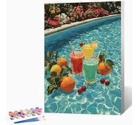 Fruit Paint by Numbers for Adults Cocktail Paint by Numbers Kits, Hobbies for Adults Women, DIY Acrylic Pigment Color Oil Drawing Kits Wall Art for Living Room Decor 12x16in (Without Frame) -LKF0766U1