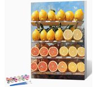 Fruit Paint by Numbers for Adults Orange Paint by Numbers Kits, Hobbies for Adults Women, DIY Acrylic Pigment Color Oil Drawing Kits Wall Art for Living Room Decor 8x12 Inch (Without Frame) -LKF07295Y