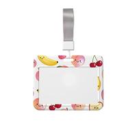 Fruit Party Id Badge Holder with Lanyard-Horizontal Card Protector, Clear Abs Hard Shell for Work Office Events