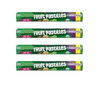 Fruit Pastilles Sweets Roll - Pack of 4 x 48g Multipack Tubes Rolls - Sugar Coated Assorted Fruit Flavour Chewy Candy - Vegan Friendly Pocket Travel Snacks