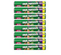 Fruit Pastilles Sweets Roll - Pack of 8 x 48g Multipack Tubes Rolls - Sugar Coated Assorted Fruit Flavour Chewy Candy - Vegan Friendly Pocket Travel Snacks