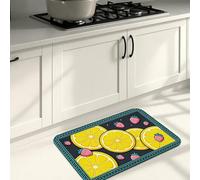 Fruit Pattern Kitchen Mats for Floor, Colorful Citrus and Kiwi Design Soft Mats, Summer Cushioned Comfort Washable Decor Rugs for Kitchen Sinks Laundryroom Bathroom 16x24 Inch