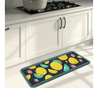 Fruit Pattern Kitchen Mats for Floor, Colorful Citrus and Kiwi Design Soft Mats, Summer Cushioned Comfort Washable Decor Rugs for Kitchen Sinks Laundryroom Bathroom 16x47 Inch