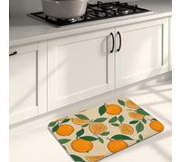 Fruit Pattern Kitchen Mats for Floor, Orange Citrus Vintage Botanical Soft Mats, Summer Cushioned Comfort Washable Decor Rugs for Kitchen Sinks Laundryroom Bathroom 16x24 Inch