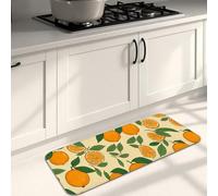 Fruit Pattern Kitchen Mats for Floor, Orange Citrus Vintage Botanical Soft Mats, Summer Cushioned Comfort Washable Decor Rugs for Kitchen Sinks Laundryroom Bathroom 16x47 Inch