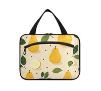 Fruit Pattern Yellow Pears Hanging Travel Toiletry Cosmetic Makeup Bag Large Capacity Foldable Storage Wash Bags for Women Girls Bathroom