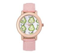 Fruit Pears Pattern Elegant Watches for Women Pink Leather Strap Watch Wrists Ladies Gift