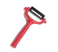 Fruit Peeler Unique Ceramic Peeler for Potato, Carrot, Apple, Citrus- Red Handle and Black Blade and Thick Handle