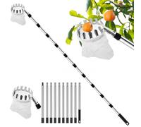 Fruit Picker, 4.2 m Apple Picker Cherry Picker with Telescopic Handle | Fruit Picking Aid for Citrus Pears Cherry Pears Peach Picker Plum Picker with Cotton Bag
