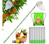 Fruit Picker, Apple Picker, Picking Aid 3.8 m, Fruit Grabber, Easy to Assemble, Cherry Picker with Lightweight Stainless Steel Extension Connection Rod and Cotton Bag, Diameter 16 cm
