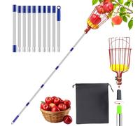 Fruit Picker, HOVCEH 4.3 m High-Altitude Fruit-Picking Tools, Fruit Picker Tool with Lightweight Stainless Steel Connecting Pole and Basket, Telescopic Fruit Picker for Orchard, Garden, Farm