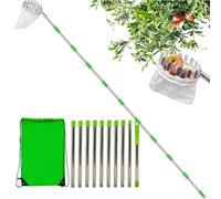 Fruit Picker Pole - Extendable Basket Tool, Adjustable Telescopic Reach | Lightweight Harvest Catcher, High Altitude Orchard Stick, Ideal for Mango, Peach Picking in Garden or Farm Environments