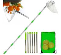 Fruit Picker Pole with Basket, 2025 New Fruit Picker Head Basket with Telescopic Extendable Pole, High Altitude Portable, Metal Head Fruits Picking Harvester Non Slip Grip for Harvesting