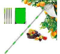 Fruit Picker Pole with Basket, 2025 New Fruit Picker Head Basket with Telescopic Extendable Pole, High Altitude Portable, Metal Head Fruits Picking Harvester Non Slip Grip for Harvesting