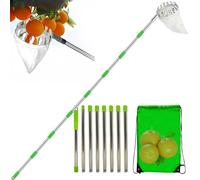 Fruit Picker Pole with Basket, 2025 New Fruit Picker Head Basket with Telescopic Extendable Pole, High Altitude Portable, Metal Head Fruits Picking Harvester Non Slip Grip for Harvesting