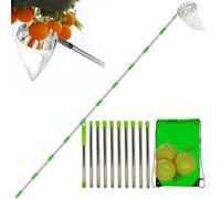 Fruit Picker Pole with Basket, 2025 New Fruit Picker Head Basket with Telescopic Extendable Pole, High Altitude Portable, Metal Head Fruits Picking Harvester Non Slip Grip for Harvesting