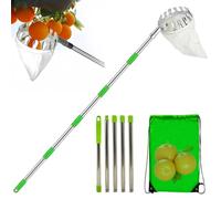 Fruit Picker Pole with Basket - Extendable Telescopic Pole with Metal Fruit Picking Head | High Reach Tool for Pear, and Peach Harvesting, Lightweight Pole for Citrus and Orchard Fruit Trees