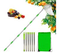 Fruit Picker Tool - Adjustable Telescopic Pole, Secure Cotton Basket | Rust-Resistant Metal Head with Cushioned Grip for Gentle Harvesting of Apples, Lemons, Oranges, Peaches, and Pears