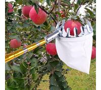 Fruit Picker Tool for Harvesting Lemons, Pears, Mangoes, Apples, Peaches from Tall Trees in Greenhouses and Orchards with Cloth Basket and Long Handle