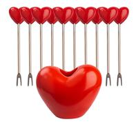 Fruit Picks - Decorative Olive Picks with Holder | Portable Metal Sticks with Heart Design, Kitchen Utensils for Fruit Desserts, Cocktails, Snacks, Treats