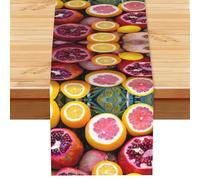 Fruit Picture Printed Farmhouse Table Decor, Spring Picnic Runner, Autumn Leaf Party Ornament