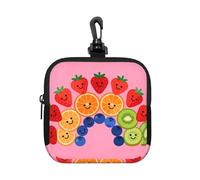 Fruit Platter Small Zip Pouch-Waterproof Neoprene Storage Bag for Earbuds, Keychain Clip Case for Coins Cards USB, Travel Organiser