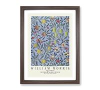 Fruit & Pomegranate With Border By William Morris Classic Painting Framed Print | A4 Walnut Framed Wall Art | Ready to Hang | Classic Food Picture | Living Room Bedroom Lounge Office
