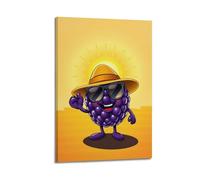 Fruit Poster Anthro Blackberry Straw Hat Black Shades OK Poster Wall Art Canvas Aesthetic Cover Painting for Living Room Bed Room 20x30inch(50x75cm) Frame-style