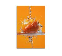 Fruit Poster Orange Water Surface Splash Orange Poster Wall Art Canvas Aesthetic Cover Painting for Living Room Bed Room 16x24inch(40x60cm) Unframe-style