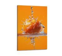 Fruit Poster Orange Water Surface Splash Orange Poster Wall Art Canvas Aesthetic Cover Painting for Living Room Bed Room 24x36inch(60x90cm) Frame-style