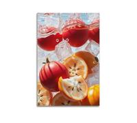 Fruit Poster Oranges Slices Red Fruits Ice Splash Poster Wall Art Canvas Aesthetic Cover Painting for Living Room Bed Room 20x30inch(50x75cm) Unframe-style