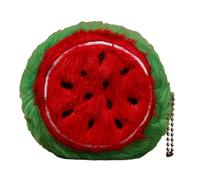 Fruit Pouches with Zippered Pocket for Money Holder, Watermelon, E | Miniature Plush Fruit Wallet, Sturdy Zippered Closure, Pocket Sized Money Organizers for On-the-Go Storage