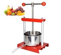 Fruit Press, Stainless Steel Wine Press for Grape and Juice, 2-6L, with Filter Bag, T-handle, Detachable Parts, Effortless Operation for Homemade Cheese and Vegetables