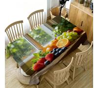 Fruit Print Tablecloth 150x150 cm, Fresh Fruit Square Table Cover