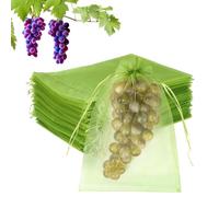 Fruit Protection Bags, 100 Pcs Fruit Netting Bags with Drawstring, 20 x 15 cm Green Organza Gift Bag-s, Garden Plant Protect mesh Bag for Fruits Tree Strawberry Grape