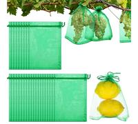 Fruit Protection Bags,100PCS Fruit Protection Net Bags,Reusable Fruit Cover Mesh Bag,Fruit Netting Bags with Drawstring,Plant Fruit Protect Bag Insects Barrier Bag for Fruit Plant (17x23cm, Green)