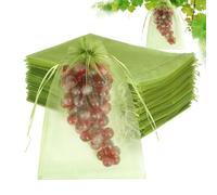 Fruit Protection Bags - Gift Bags Medium |Garden Plant Protect Net for Fruits | Fruit Cover | 100 Pieces Cover Mesh Bag | Reusable Drawstring 6X8Inch Barrier Protector for Grape Tomato Ga