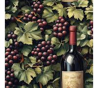 Fruit Purple Grapes Self Adhesive Wallpaper Wine Bottle Contact Paper Peel and Stick Wallpaper Thicken Waterproof Matte with Sticky Back Canvas Wall Cabinets Furniture Stickers Decorate 0.52×5 m