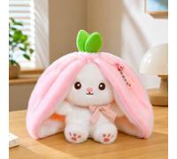 Fruit Rabbit Plush Toy,Reversible Bunny Carrot Strawberry Pillow，Pink | Vegetable Fruit Transformer Bunny Plush Pillow Stuffed Animal Toy for Girls Boys Easter Children's Day and Birthday Gifts