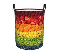 Fruit Rainbow Collapsible Oxford Fabric Laundry Hamper, Waterproof With Handles - Foldable Storage Basket For Bedroom, Bathroom, Kitchen, Nursery, Car & Toys
