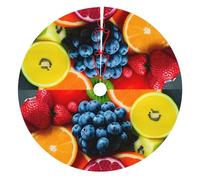 Fruit Rainbow Print Christmas Tree Skirt, Winter Xmas Tree Mat Decorations For Home Party Holiday Decorations