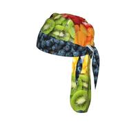 Fruit Rainbow Print Cycling Bandana Quick Dry Skull Cap Breathable Tie Back Riding Headwear Running Gear 55-60 cm