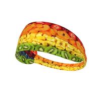 Fruit Rainbow Print Non-Slip Elastic Running Headband, Sweat Absorbing Stretchy Hair Bands For Gym Yoga, Soft Skin-Friendly Foldable Workout Headband