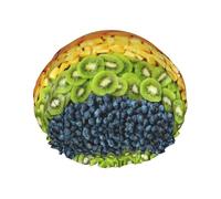 Fruit Rainbow Printed Bathing Cap, Dual Layer Hair Protector, Elastic Hair Cover For Washing Face, 10.6in/27cm