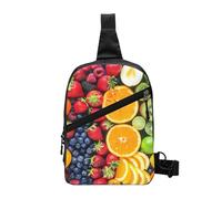 Fruit Rainbow Printed Chest Bag Shoulder Sling Bag for Men Women, Foldable Outdoor Crossbody Chest Packs Sport Daypacks