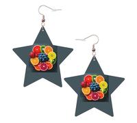 Fruit Rainbow Printed Leather Pierced Earring Set, 1 Pair Lightweight Bohemian Earrings Birthday Party Jewelry Gifts For Women